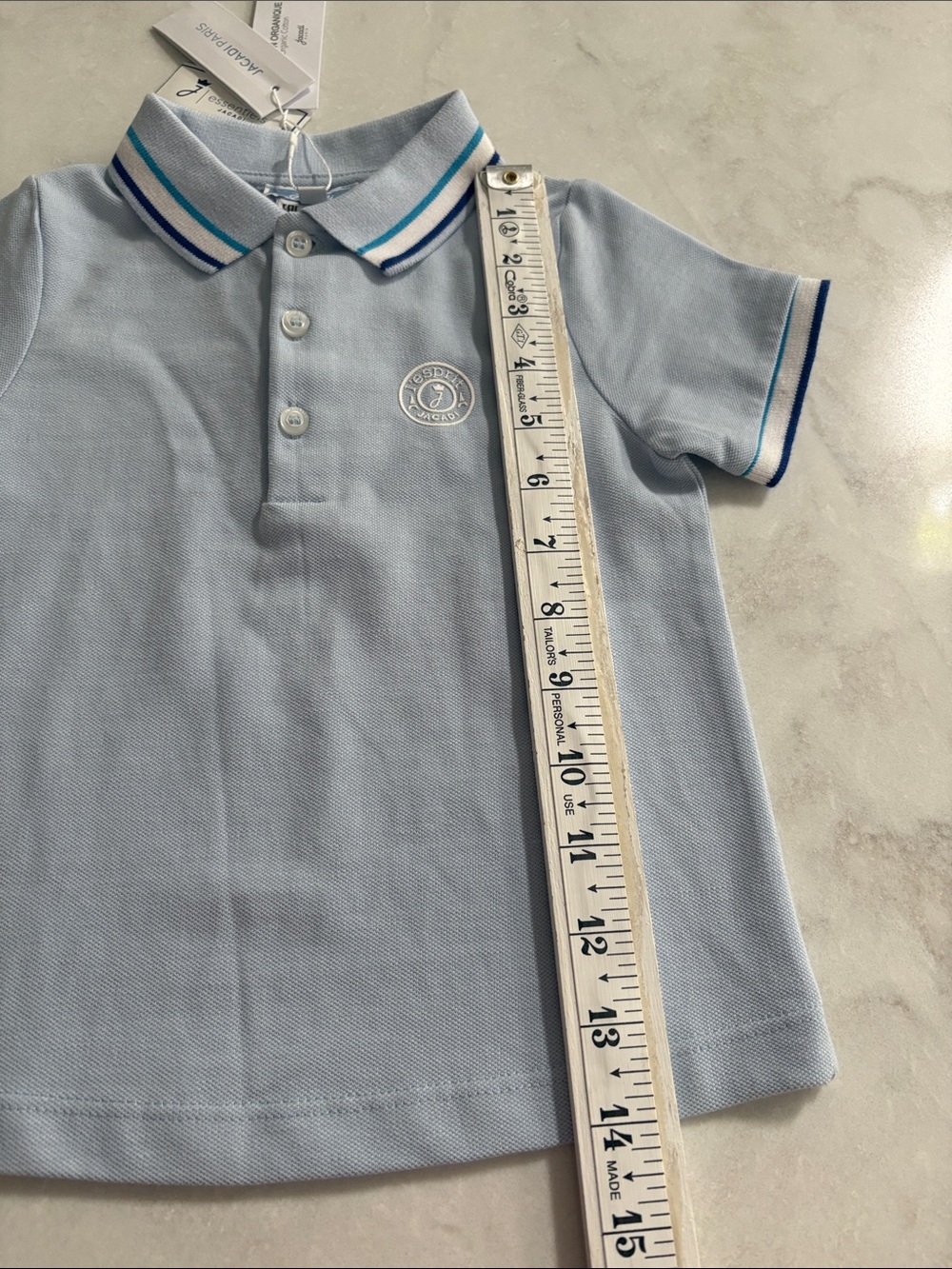 NWT Jacadi Paris Boys Polo Shirt in Light Blue Organic Cotton Preppy Size 24 Mos - Picture 10 of 10